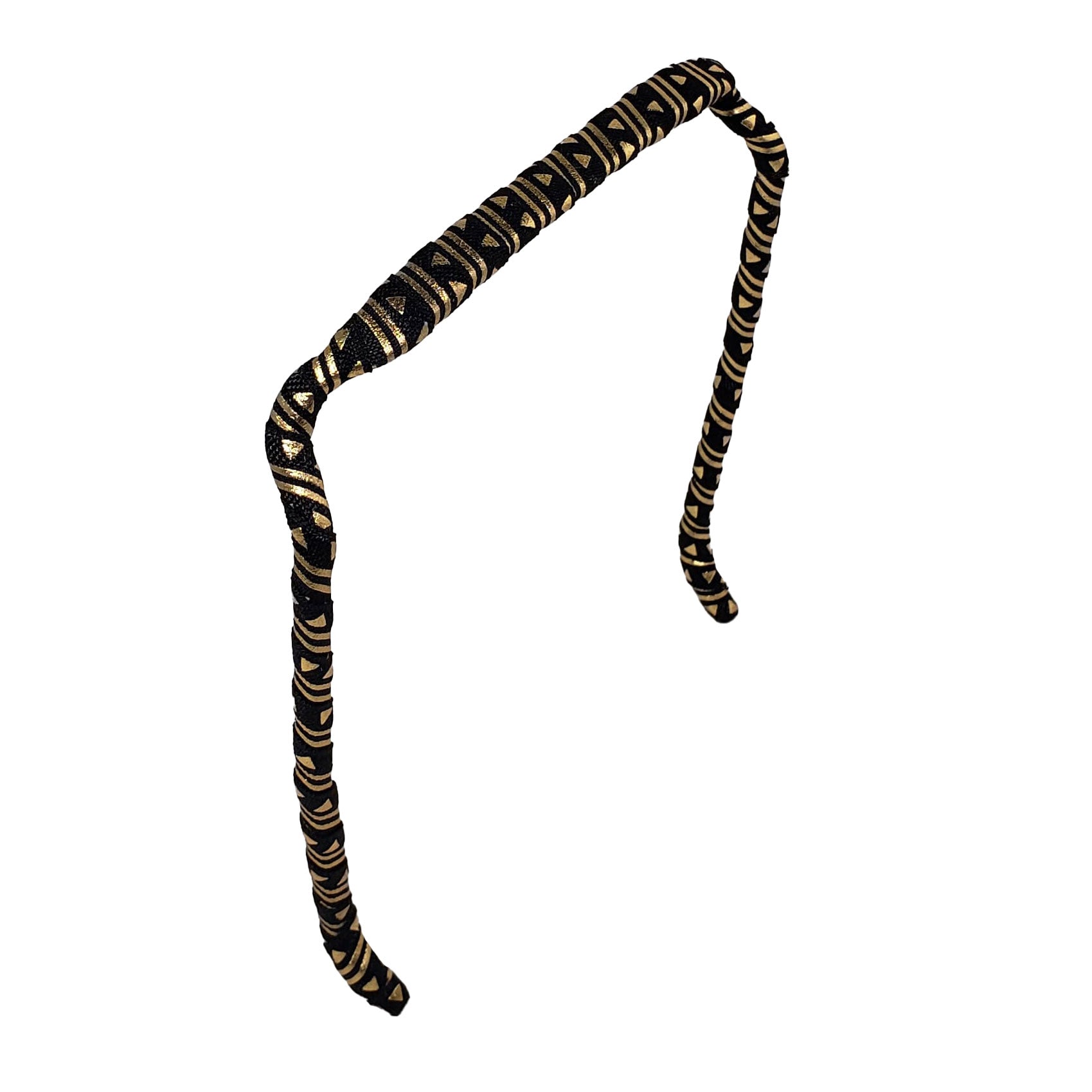 Black and Gold Aztec Headband - Zazzybandz - hair accessory - curly hair