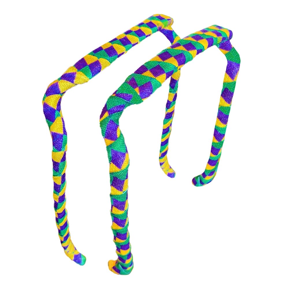 Argyle Mardi Gras Headband - Zazzybandz - hair accessory - curly hair