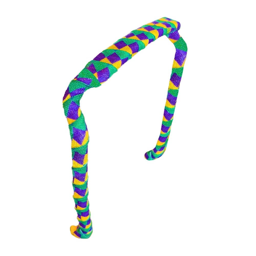 Argyle Mardi Gras Headband - Zazzybandz - hair accessory - curly hair