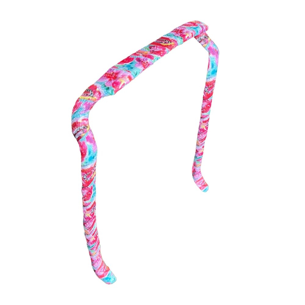 Blue and Pink Floral Headband - Zazzybandz - hair accessory - curly hair