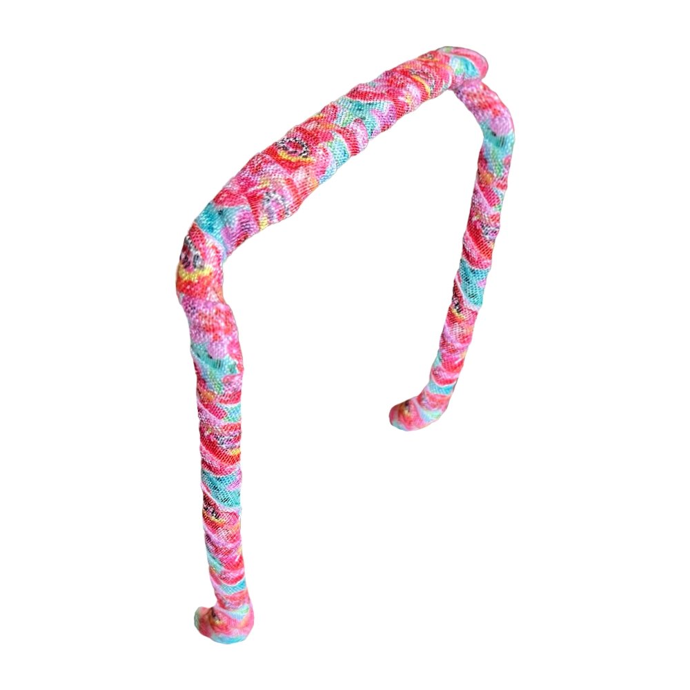 Blue and Pink Floral Headband - Zazzybandz - hair accessory - curly hair