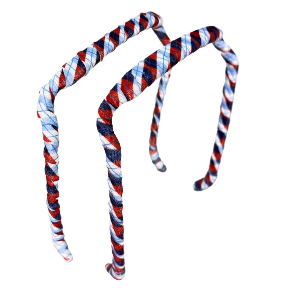 Blue and Red Tartan Headband - Zazzybandz - hair accessory - curly hair