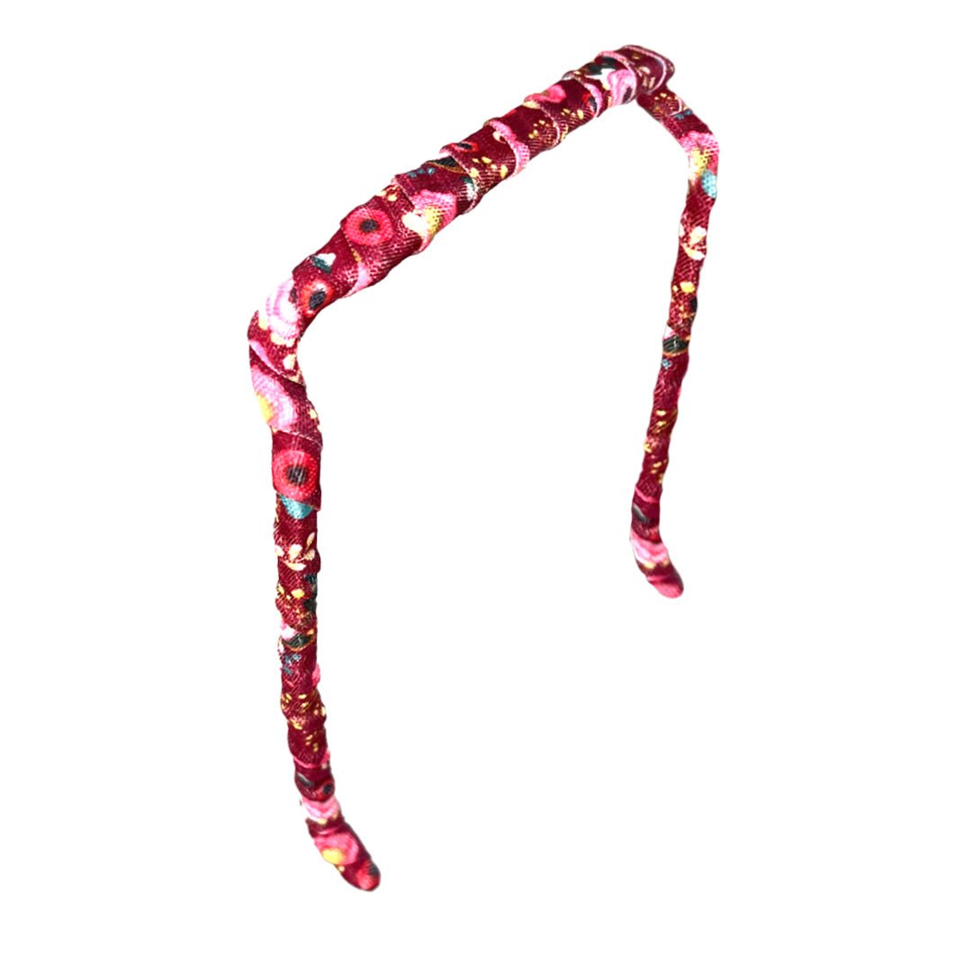 Crimson Flowers Headband - Zazzybandz - hair accessory - curly hair
