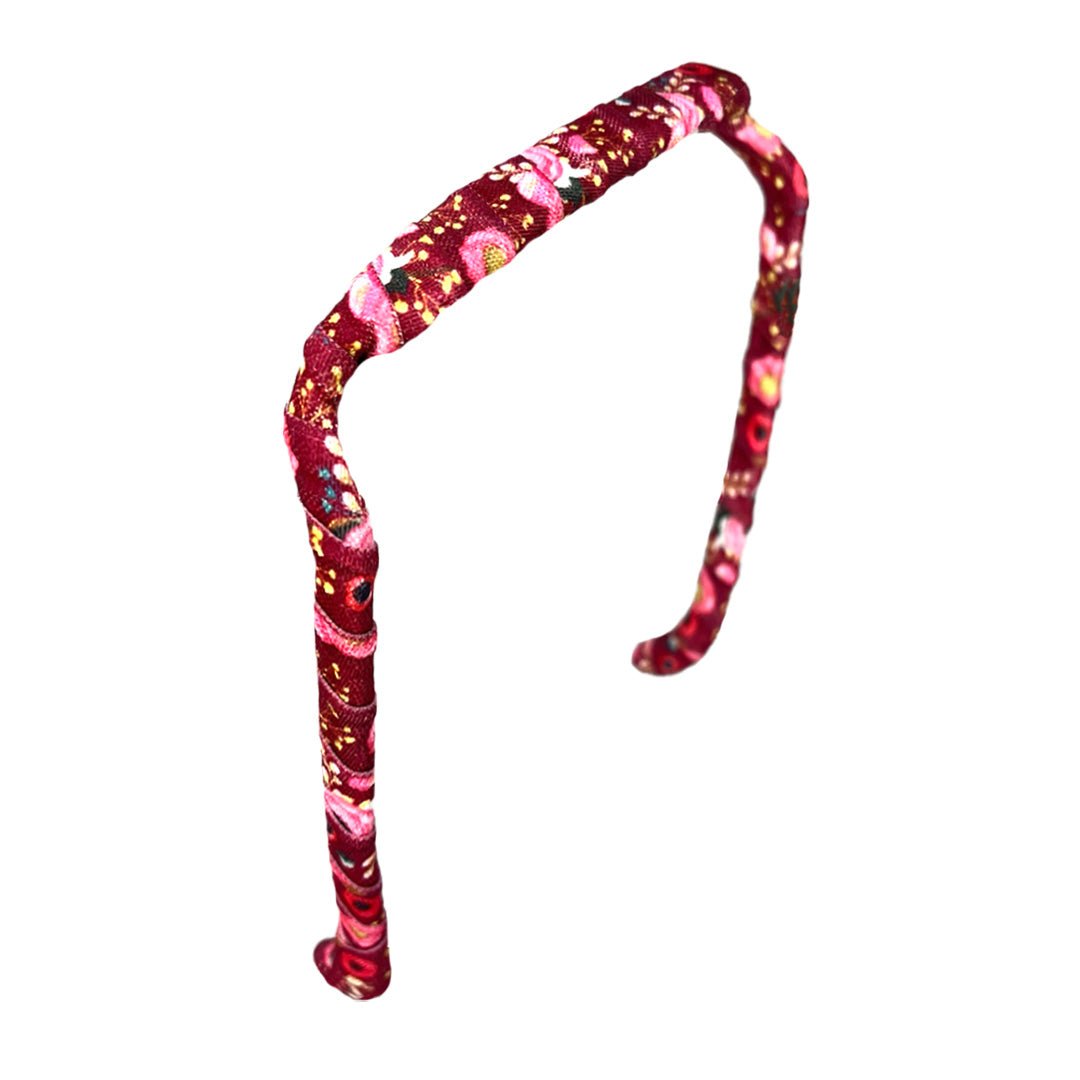 Crimson Flowers Headband - Zazzybandz - hair accessory - curly hair