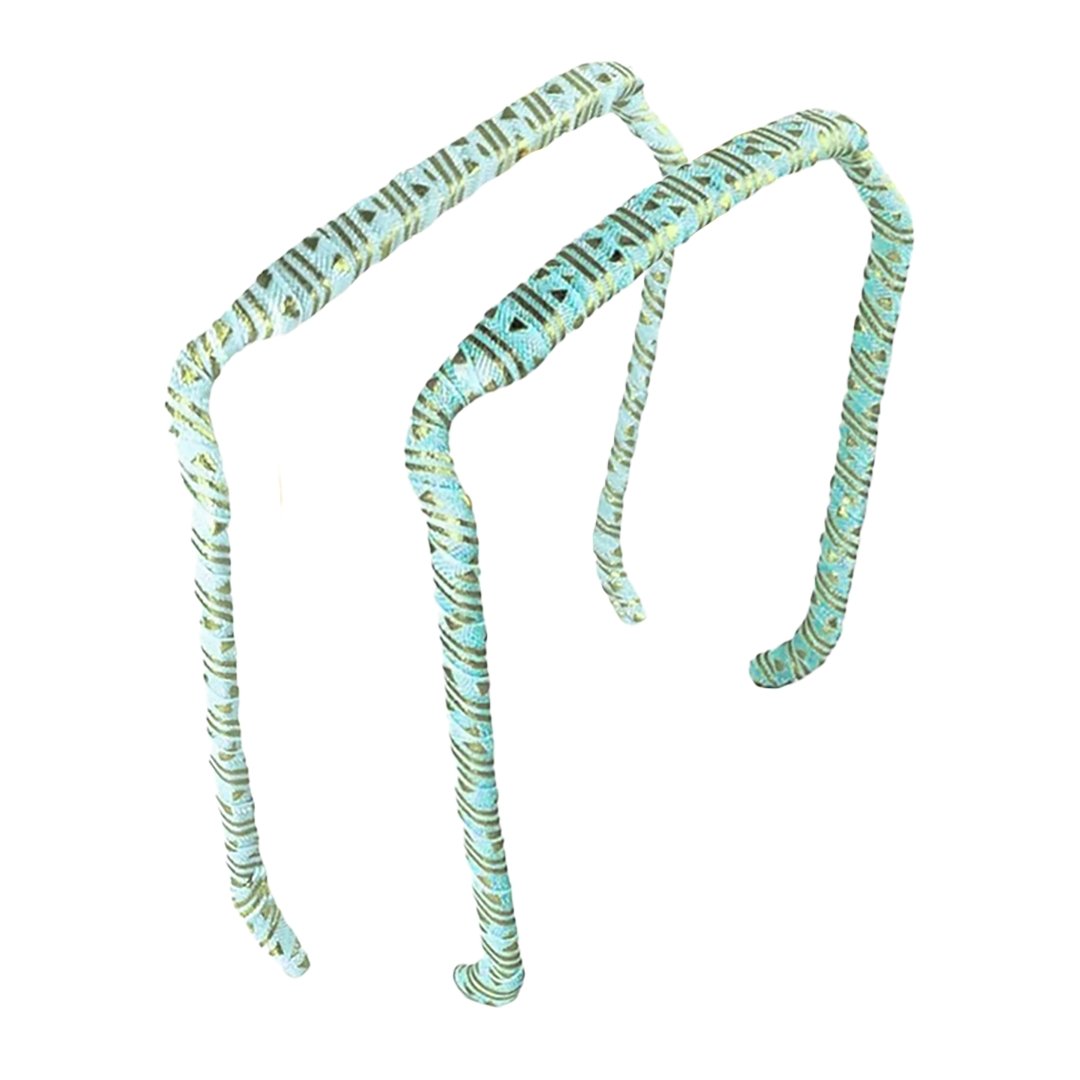 Mint Gold Aztec Headband - Zazzybandz - hair accessory - curly hair