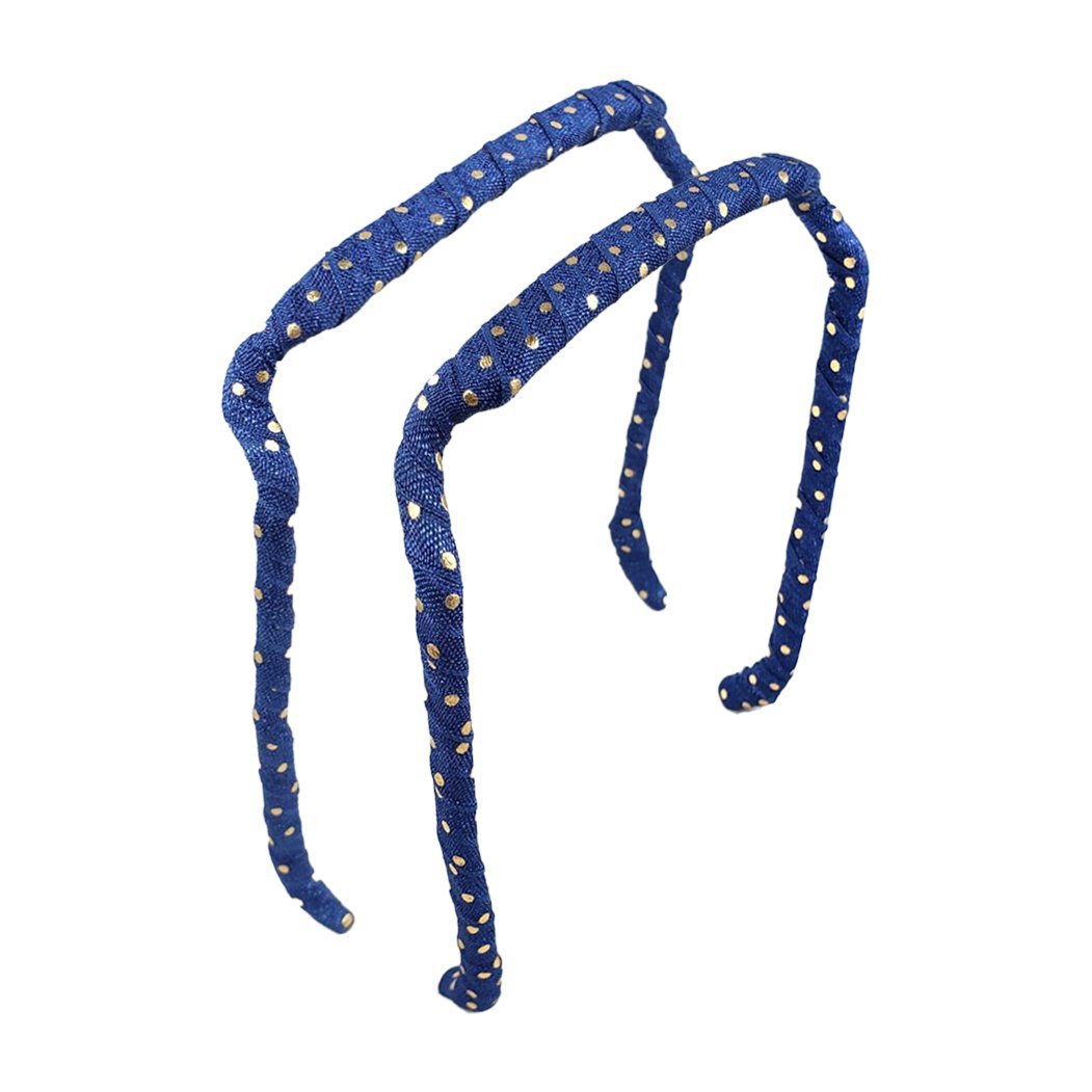 Navy with Gold Dots Headband - Zazzybandz - hair accessory - curly hair
