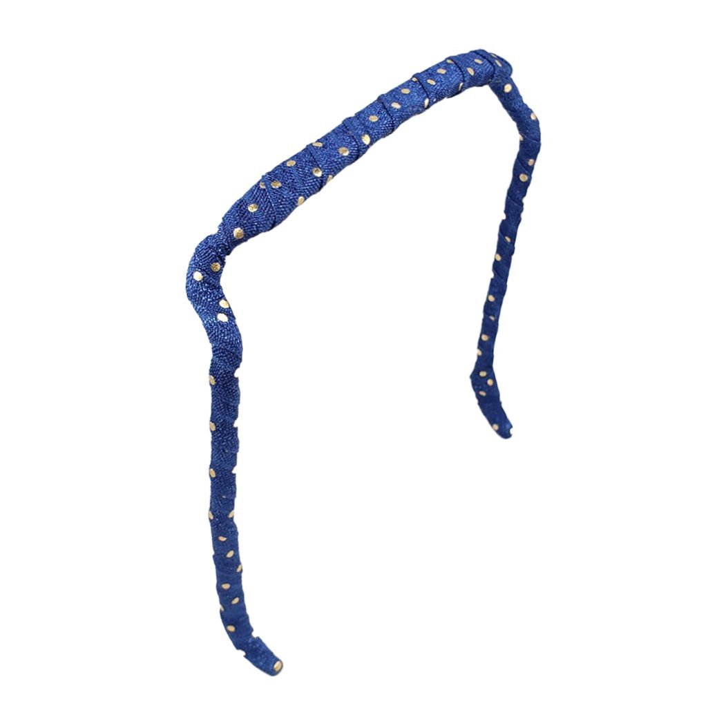 Navy with Gold Dots Headband - Zazzybandz - hair accessory - curly hair