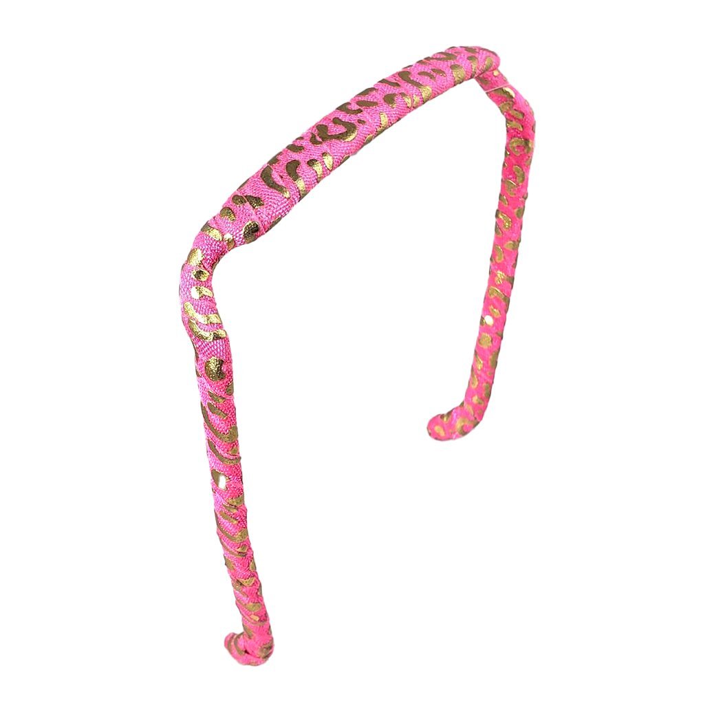 Pink and Gold Cheetah Headband - Zazzybandz - hair accessory - curly hair