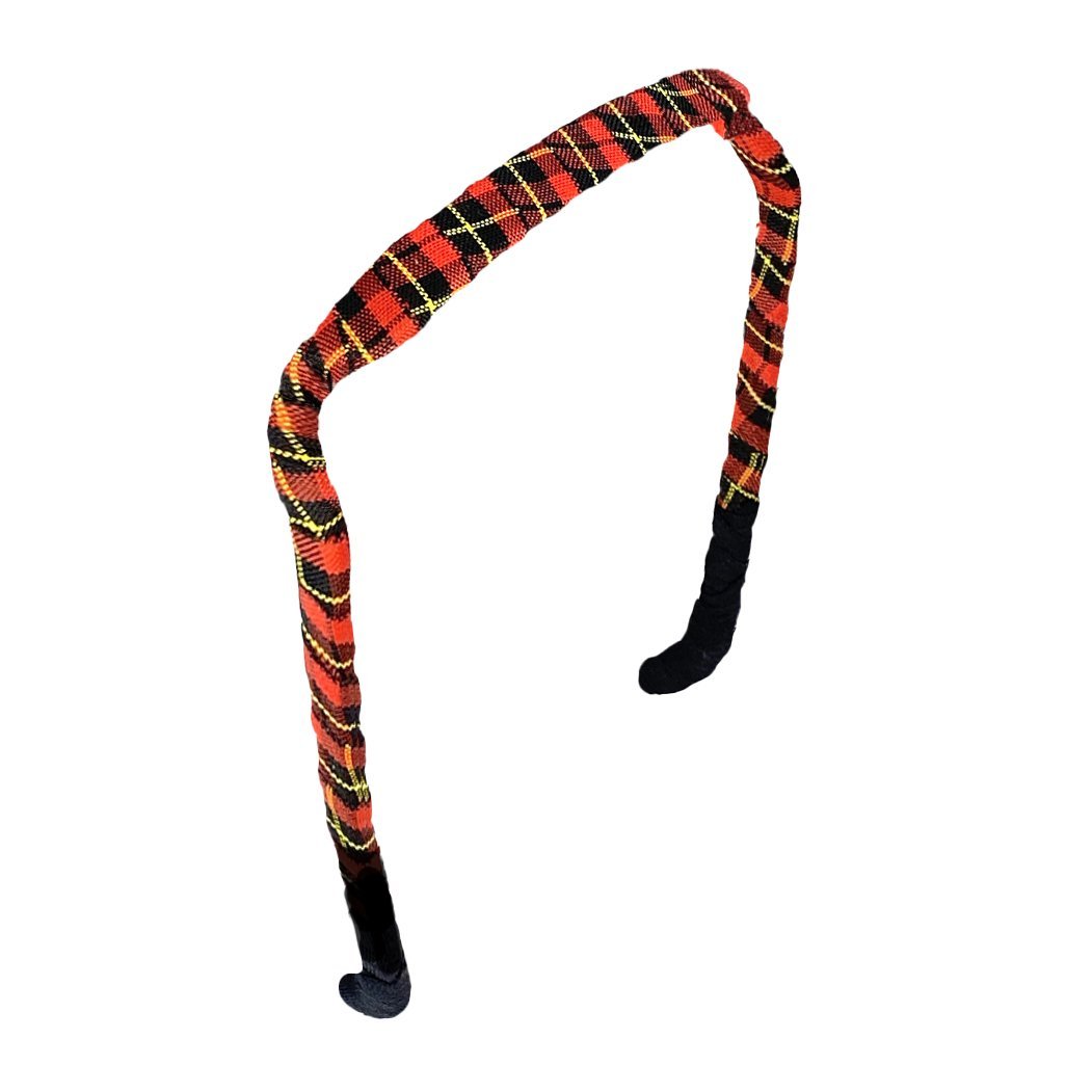 Plaid in Red, Yellow, and Black Headband - Zazzybandz - hair accessory - curly hair