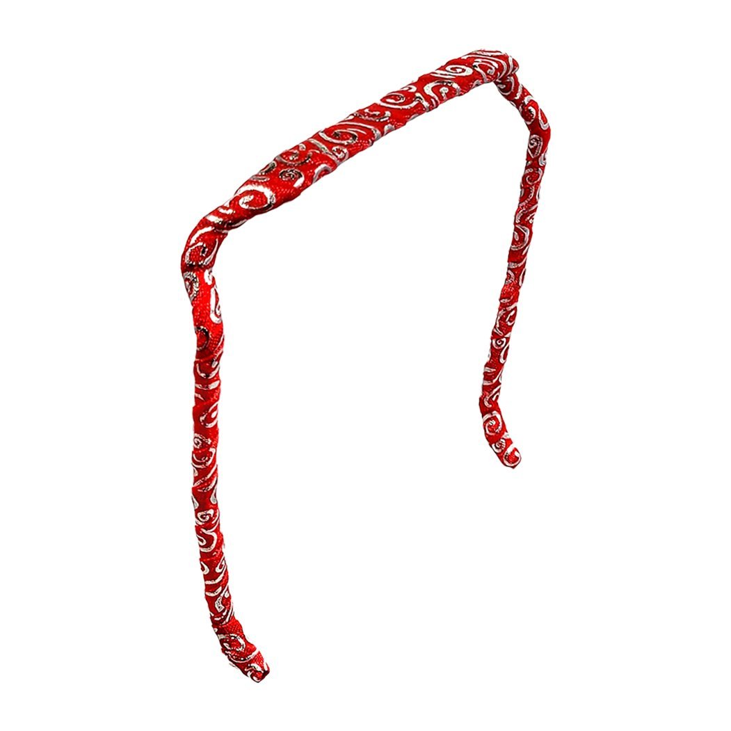 Silver Swirls on Red Headband - Zazzybandz - hair accessory - curly hair