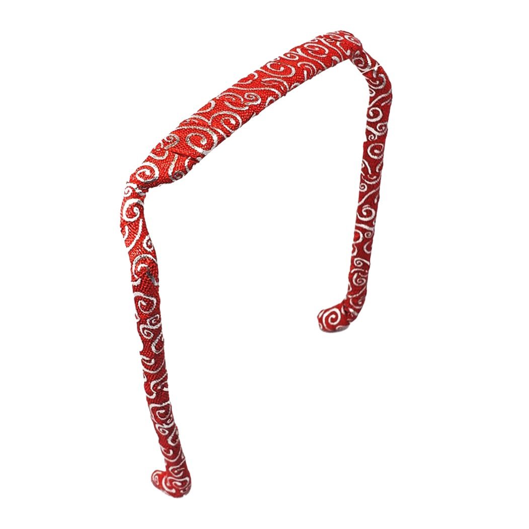 Silver Swirls on Red Headband - Zazzybandz - hair accessory - curly hair