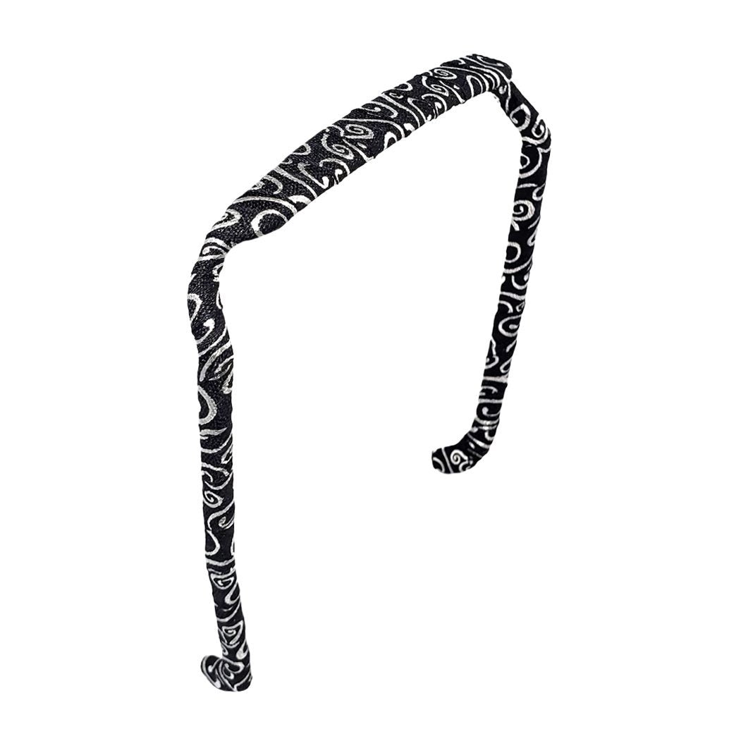 Swirls of Silver on Black Headband - Zazzybandz - hair accessory - curly hair