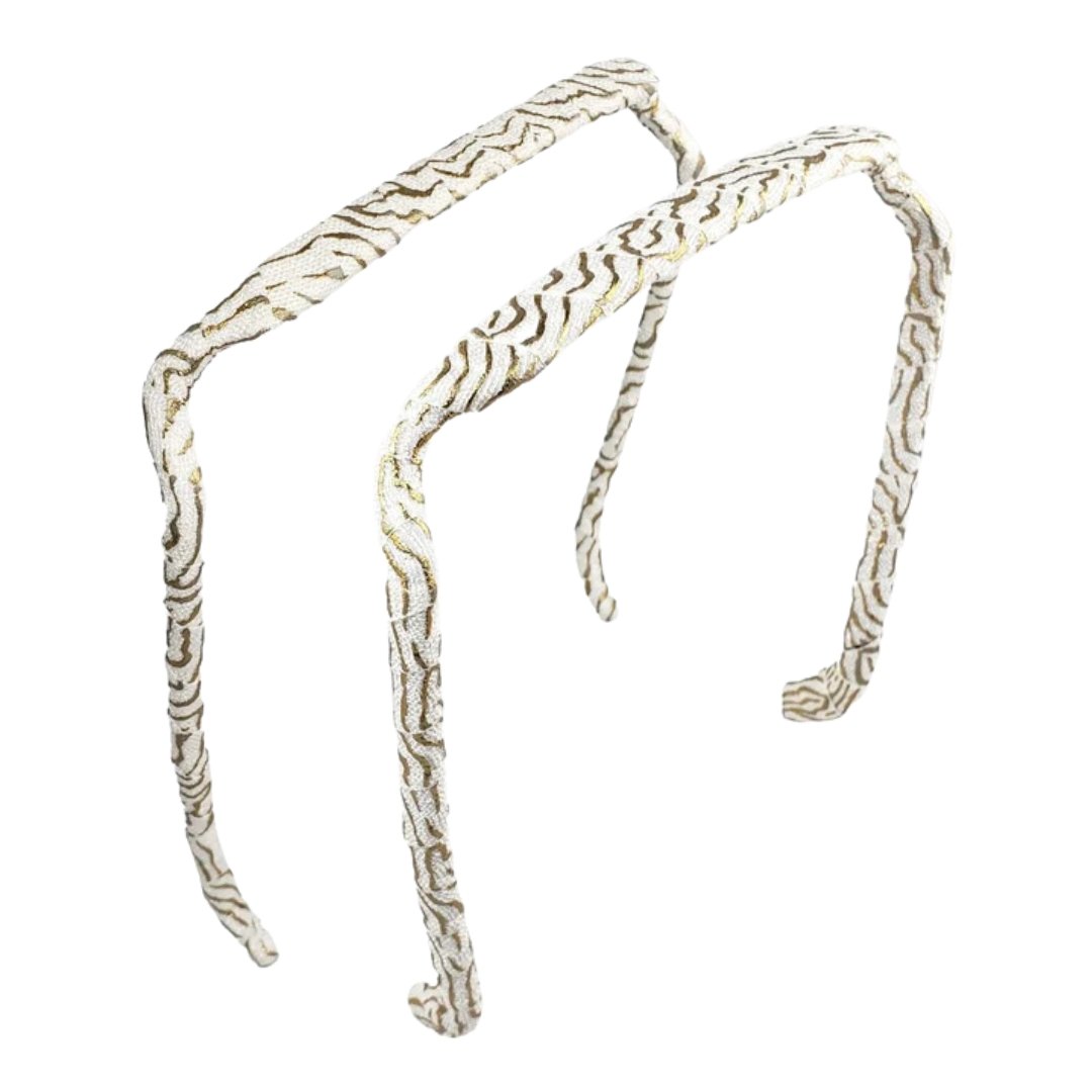 Zebra Gold and White Headband - Zazzybandz - hair accessory - curly hair